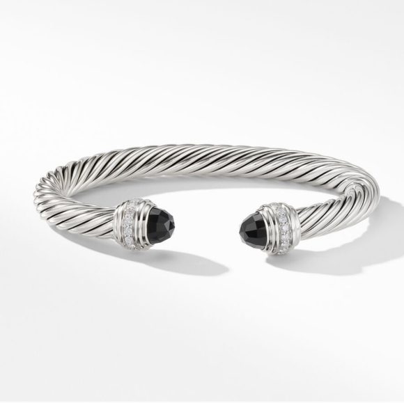 David Yurman black Onyx and dimond bangle cuff bracelet (large) - Picture 6 of 9